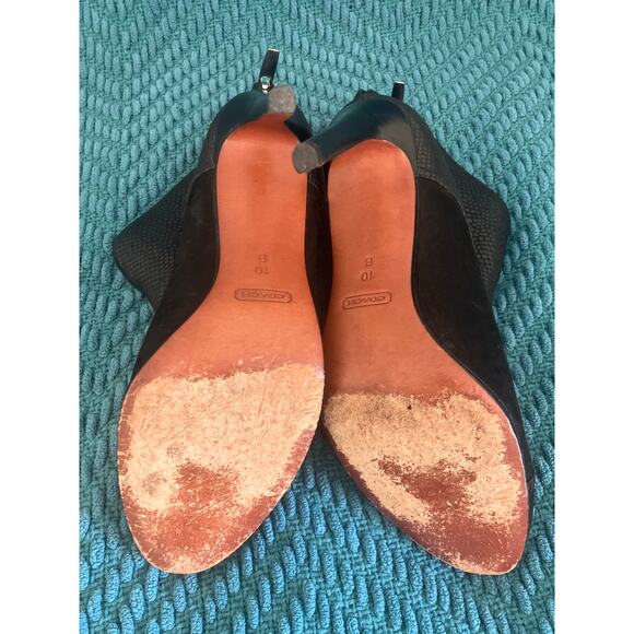 COACH Tina Ankle Boots in Black Size 10 Shoe Bootie BUCKLE BIKER HIGH HEEL - Picture 6 of 9